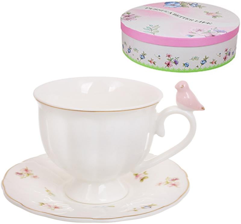 Набор фарфорового набора Птичка Флорал 6 чашек 250 мл и 6 блюдец - фото 2 Набор фарфорового набора Птичка Флорал 6 чашек 250 мл и 6 блюдец - фото 2