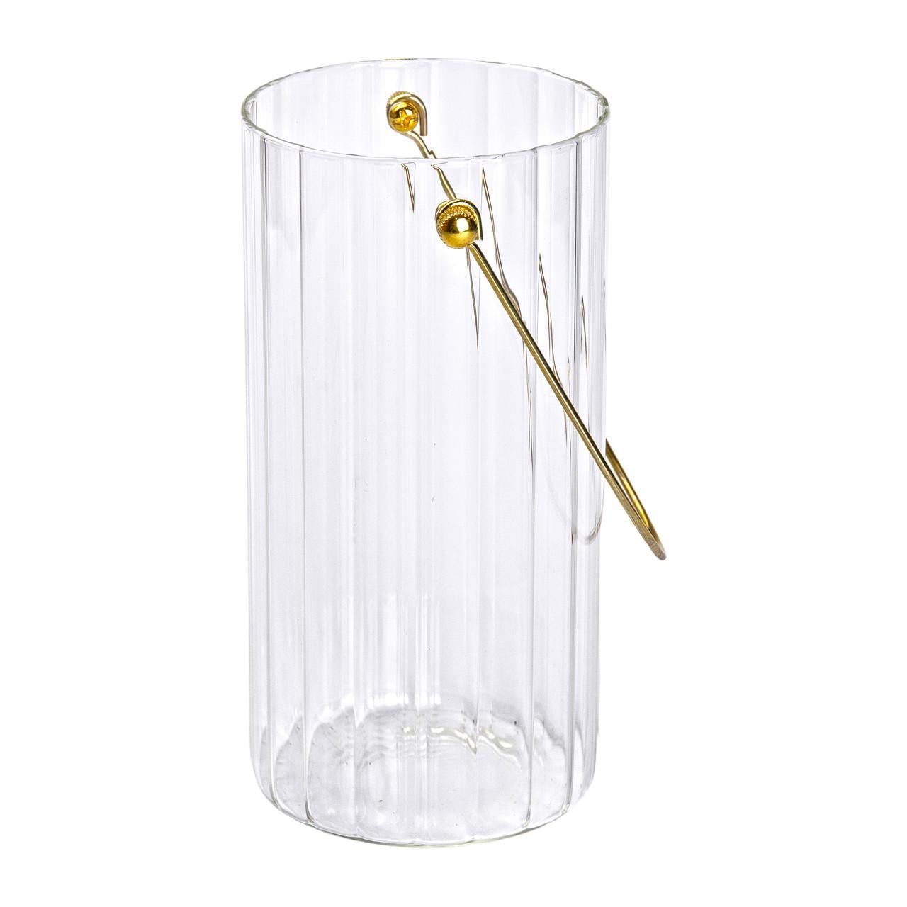 Ваза для квітів із ручкою декоративна скляна 19,5 см (4951)