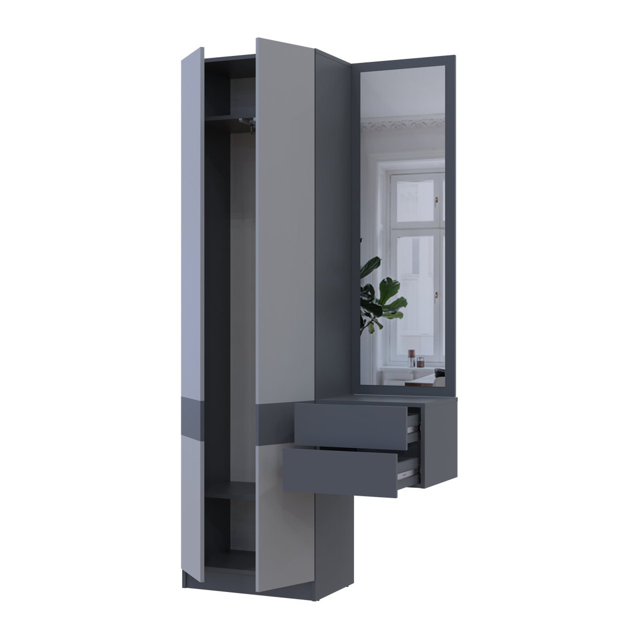 Прихожая Doros Сола 105х40х215 см Графитовая/Серая (26355615)