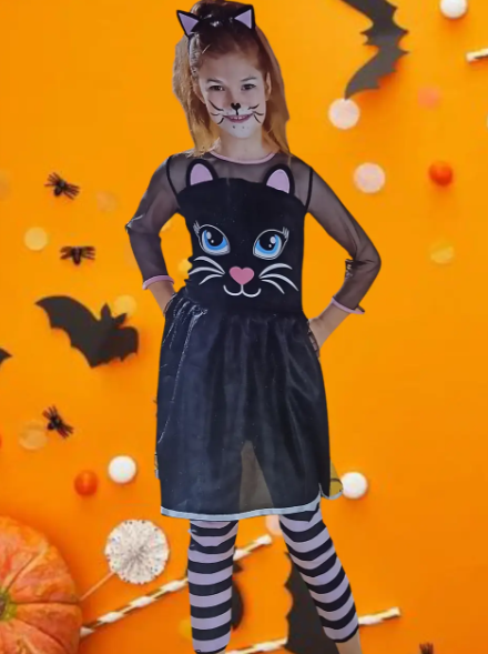 Костюм для Хэллоуина для девочки Котик М Разноцветный (400220) - фото 3 Костюм для Хэллоуина для девочки Котик М Разноцветный (400220) - фото 3