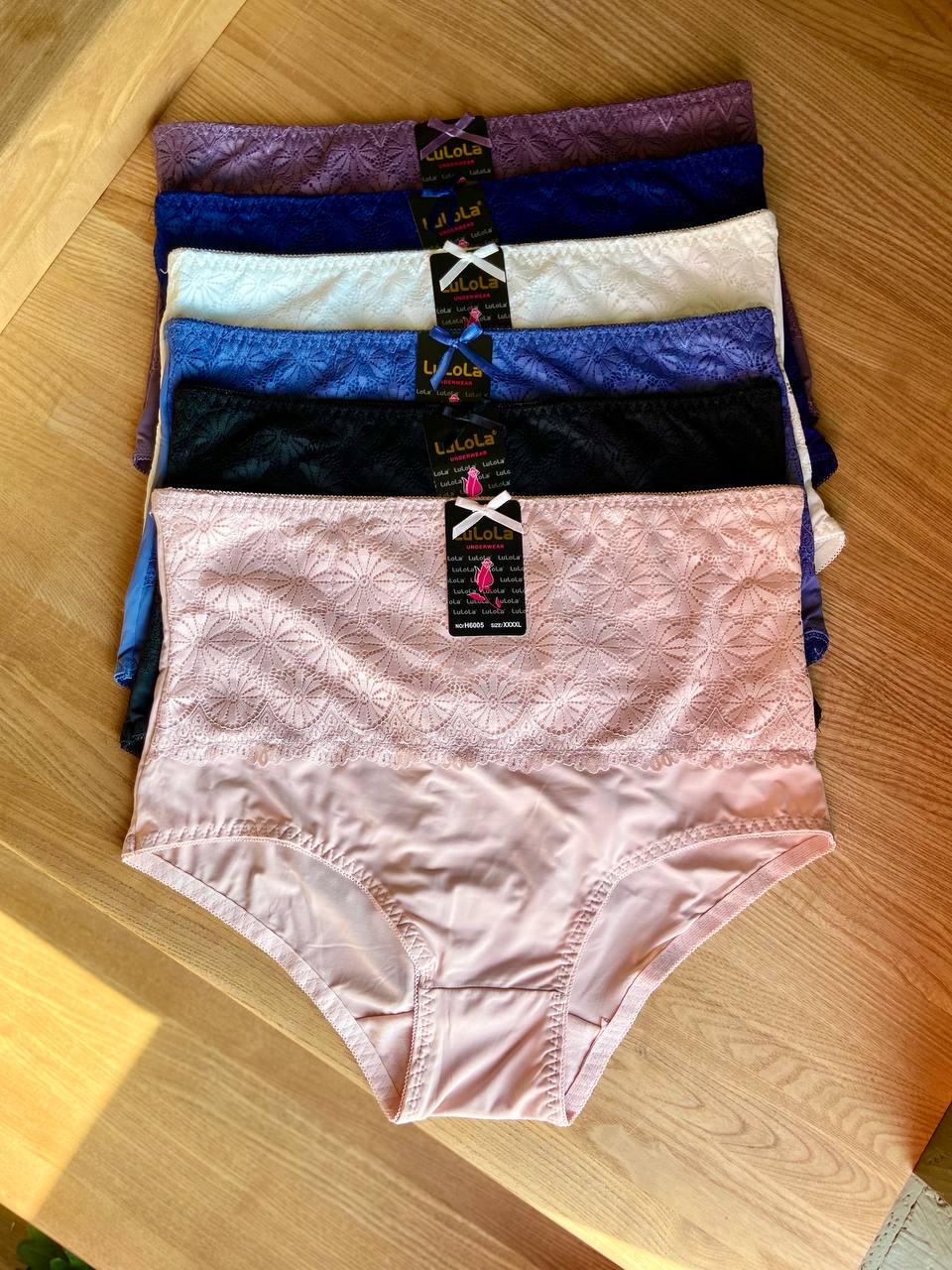 Набор женских трусиков с кружевом и высокой посадкой 6 шт. 4XL (H6005-1)