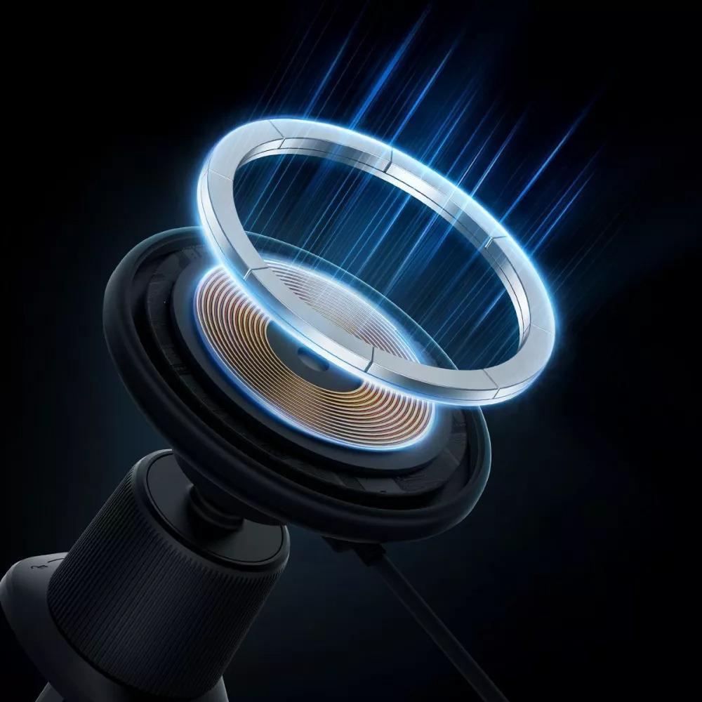 Автомобільний тримач з бездротовим зарядним пристоем BASEUS CW01 Magnetic 15W Black - фото 2