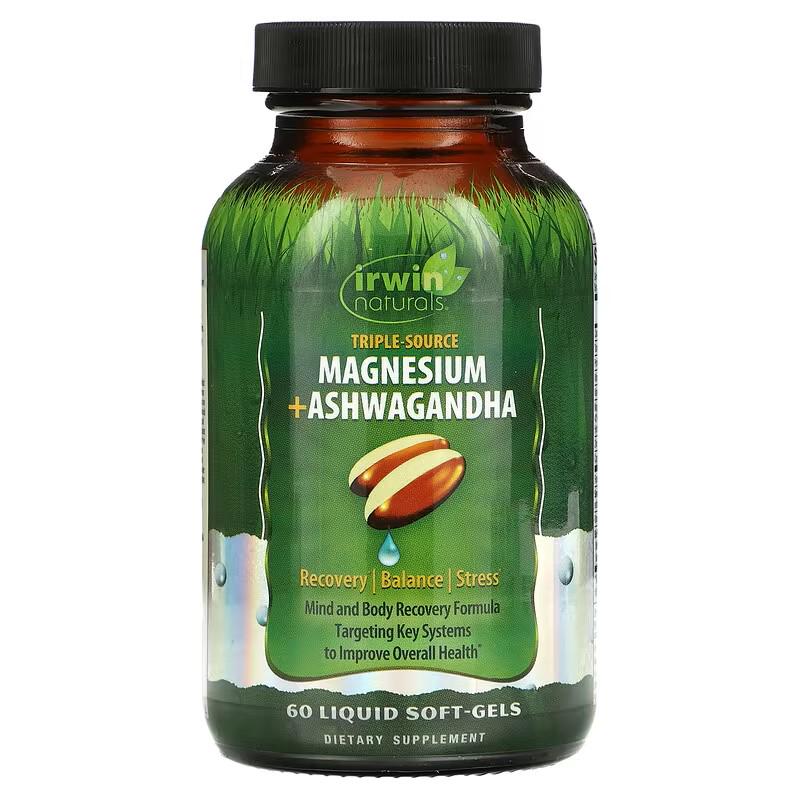 Магний Ашваганда Irwin Naturals Triple Source Magnesium Ashwagandha 60 liquid soft-gels