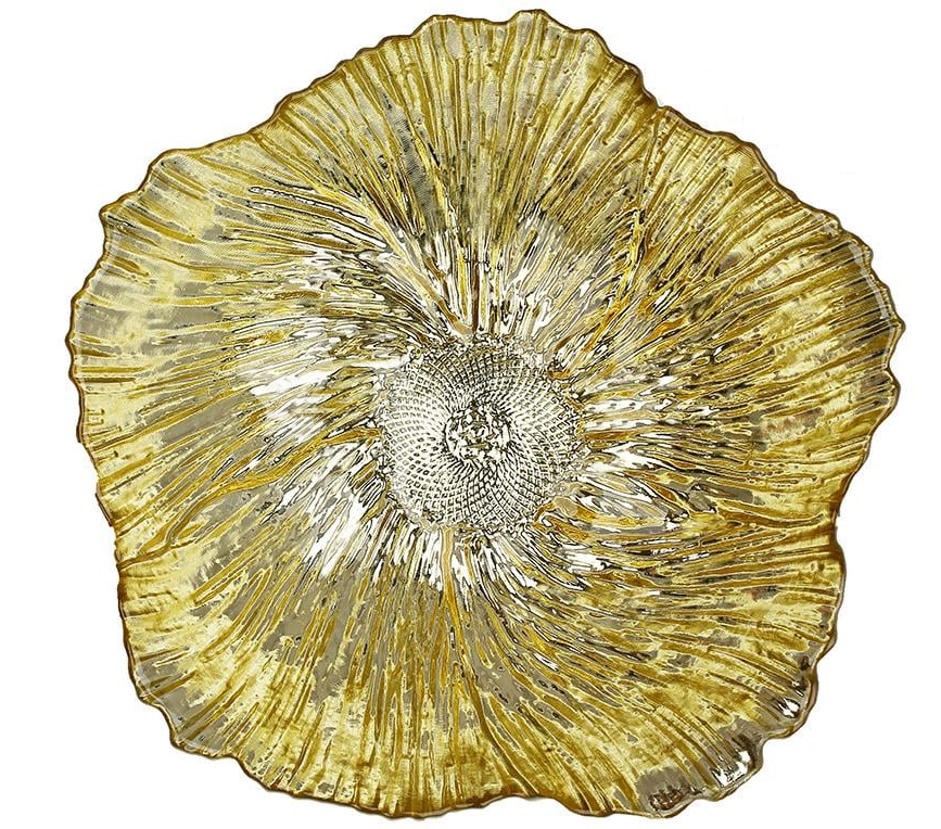 Набор стеклянных салатников Flower 1,5 л 6 шт. Золото (992-190)