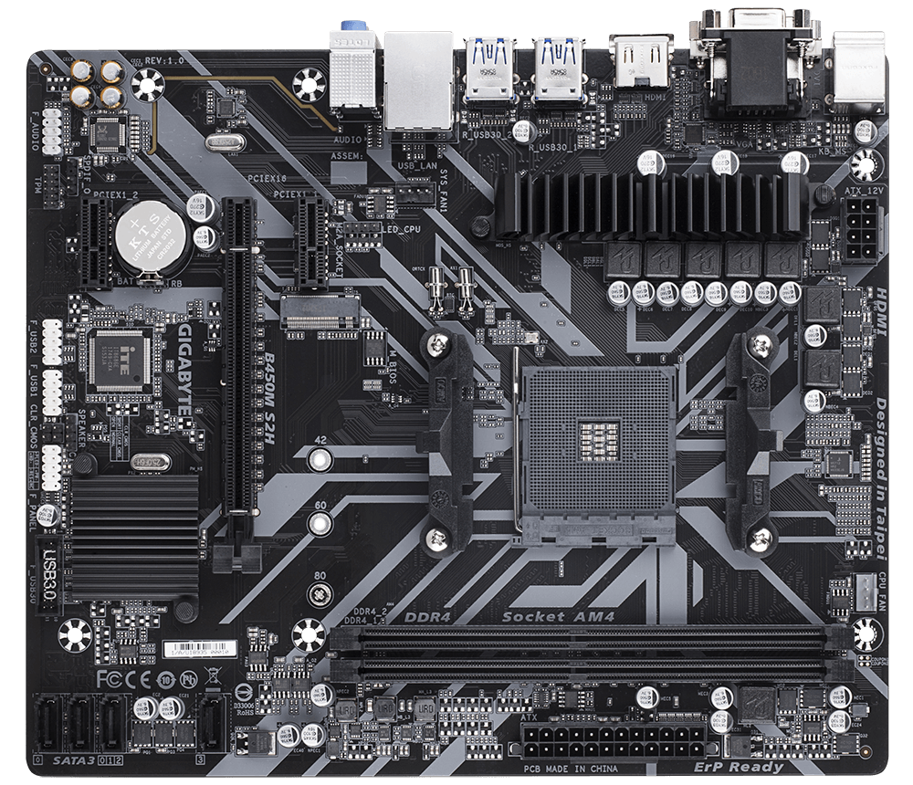 Материнська плата Gigabyte B450M S2H 2xDDR4VGA/DVI-D/HDMI mATX - фото 3