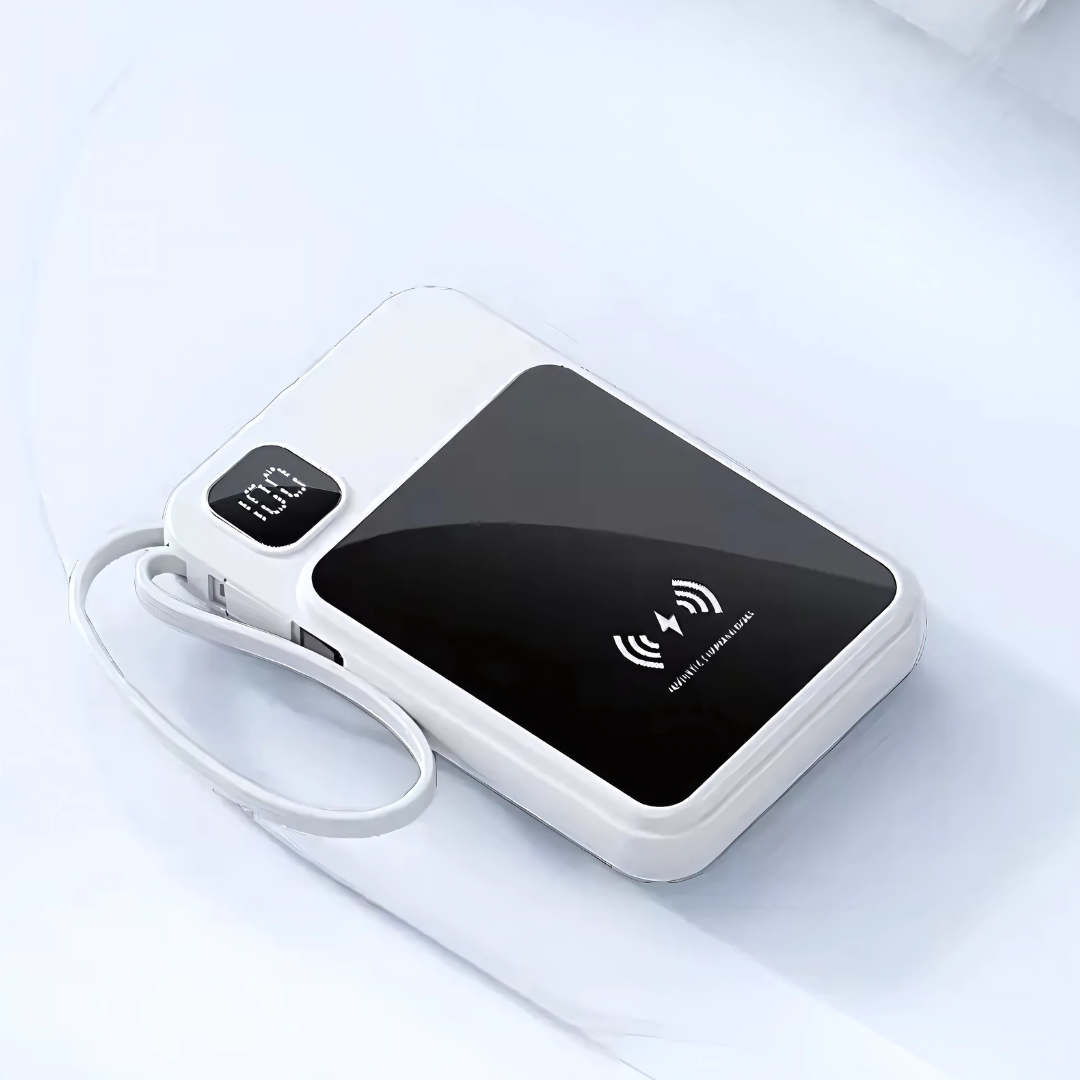 Павербанк беспроводной магнитный с быстрой зарядкой и 4 встроенными кабелями 10000 mAh 22,5 Вт White (Powerbank_7_White)