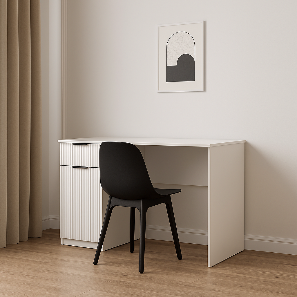 Стол письменный СП3 1Я1Д SENAM 750х1100х500 мм корпус ДСП Белый фасад МДФ краска RAL9003 Белый фрезеровка Плаше Грос - фото 1 Стол письменный СП3 1Я1Д SENAM 750х1100х500 мм корпус ДСП Белый фасад МДФ краска RAL9003 Белый фрезеровка Плаше Грос - фото 1