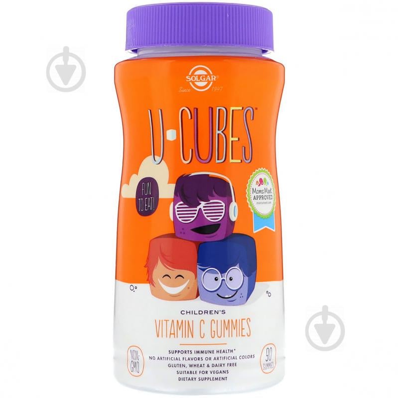 Витамин С для детей Solgar апельсин клубника U-Cubes Children's Vitamin C 90 жевательных конфет (SOL59598)