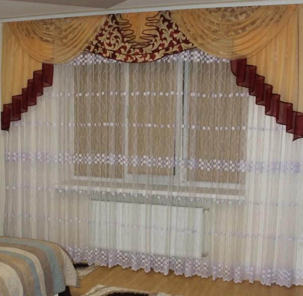 Ламбрекен в гостиную блекаут/шифон 3 м Бордовый (308)