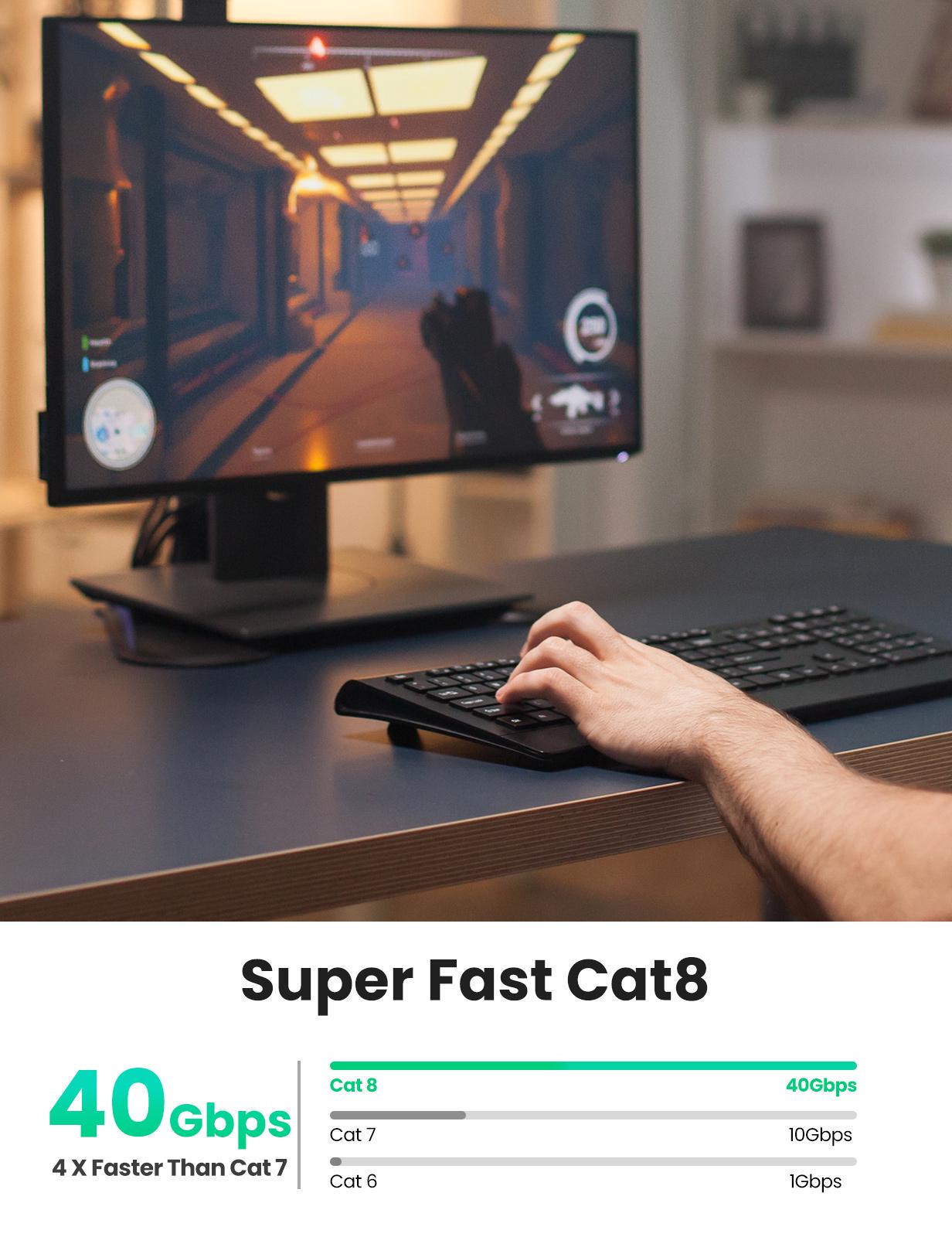 Интернет-кабель UGREEN Cat.8 U/FTP 40 Гбит/с 2000 МГц Lan RJ45 RJ 45 0,5 м Черный (10979) - фото 13 Интернет-кабель UGREEN Cat.8 U/FTP 40 Гбит/с 2000 МГц Lan RJ45 RJ 45 0,5 м Черный (10979) - фото 13