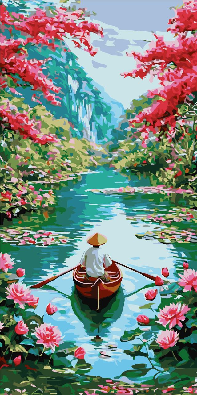 Картина по номерам Оригами Пейзаж Покой Востока 40х80 см