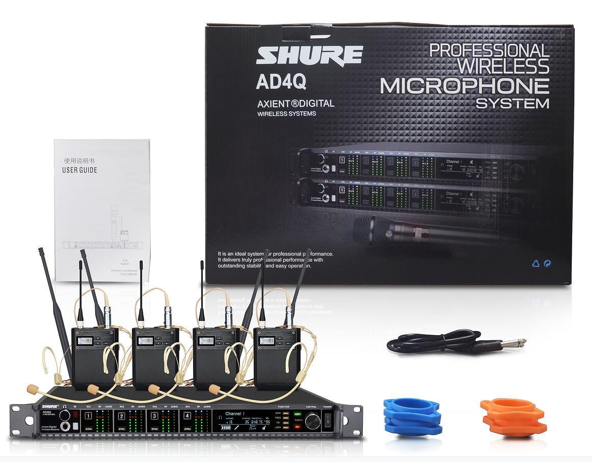 Радиосистема SHURE AD4Q/ATX с 4 головными микрофонами и 4 поясными передатчиками (0154) Радиосистема SHURE AD4Q/ATX с 4 головными микрофонами и 4 поясными передатчиками (0154)