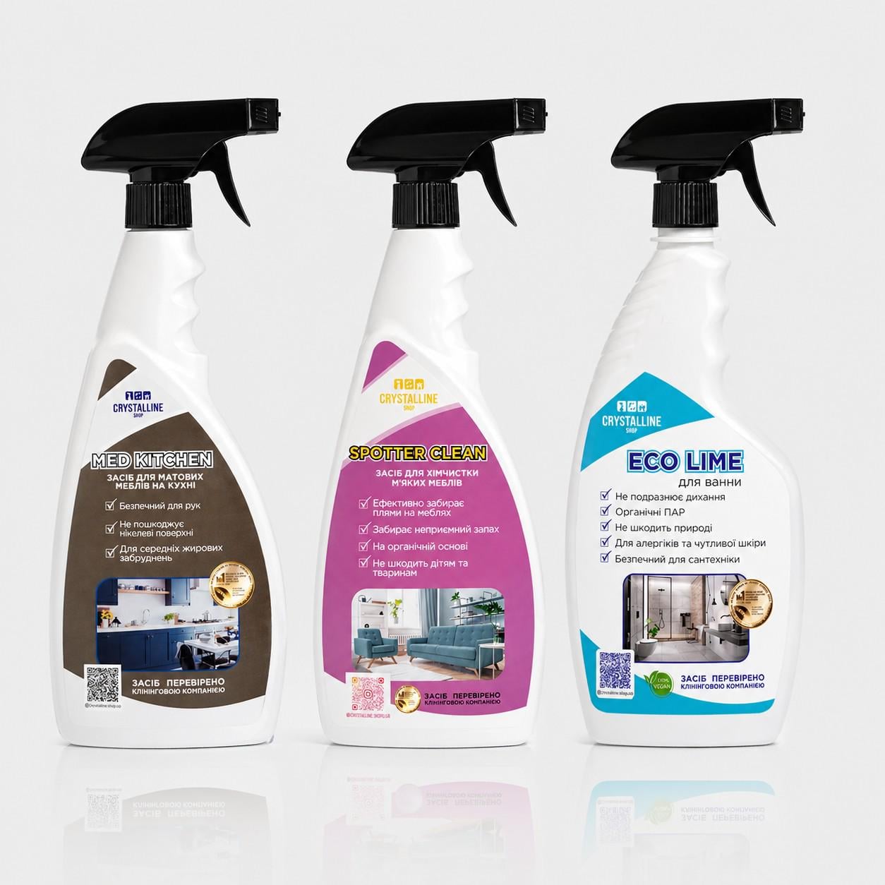 Набор для уборки Med Kitchen ECO LIME Spotter Clean 3в1 ванная мебель текстиль антижир антиналит 500 мл
