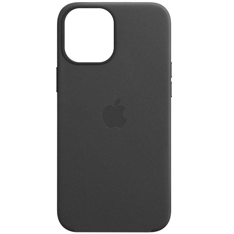 Противоударный кожаный чехол Leather Case (AAA) with MagSafe and Animation для Apple iPhone 12 Pro Max (6.7") Black