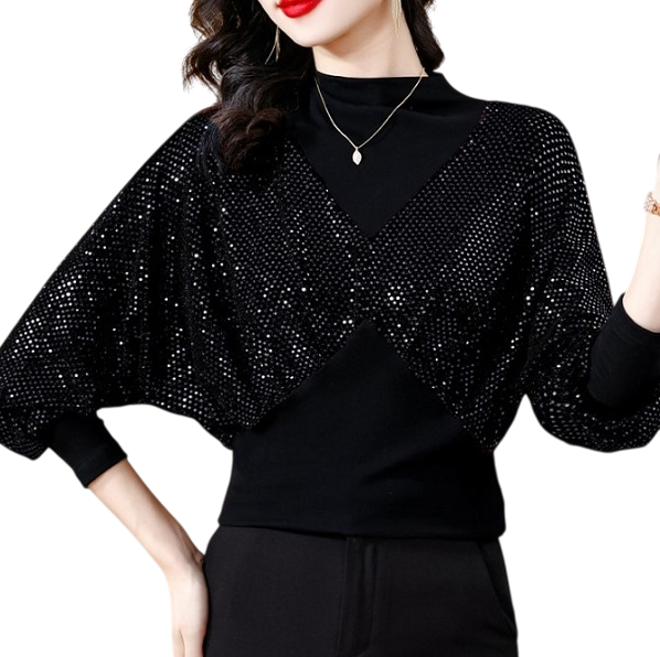 Блуза женская блестящая C00410-1 2XL Черный Блуза женская блестящая C00410-1 2XL Черный