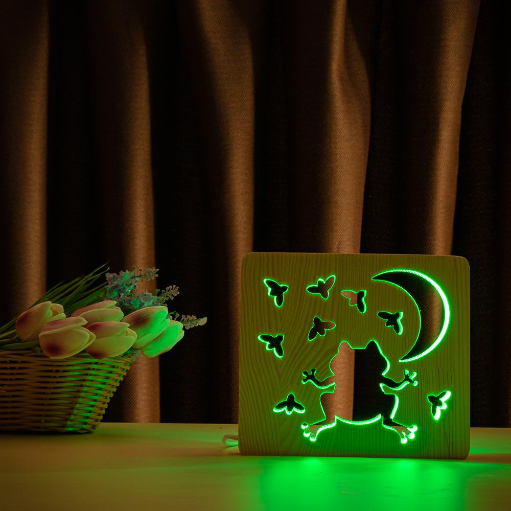 Светильник-ночник ArtEco Light Лягушка и сверчки из дерева Разноцветный (1020419)