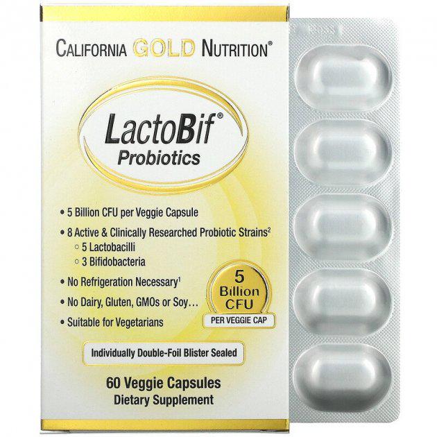 Пробиотики California Gold Nutrition LactoBif 5 млрд КОЕ 60 капсул (CGN-00963)