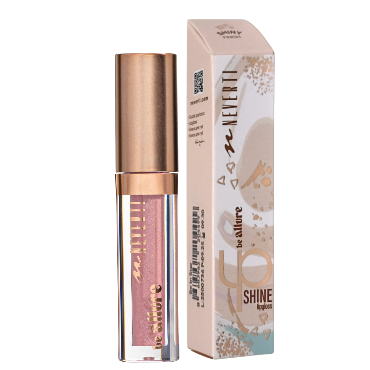 Блеск для губ Neverti Shine Lipgloss NP803 003 Temp Me шиммерный 3 мл Бежевый