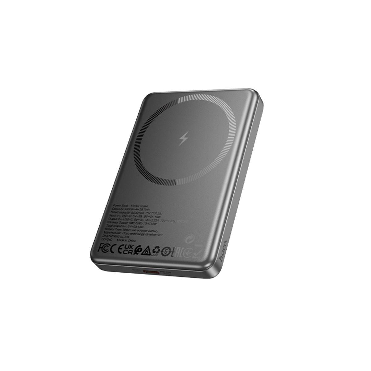 Повербанк Hoco Q26A 10000 mAh с беспроводной магнитной зарядкой Grey