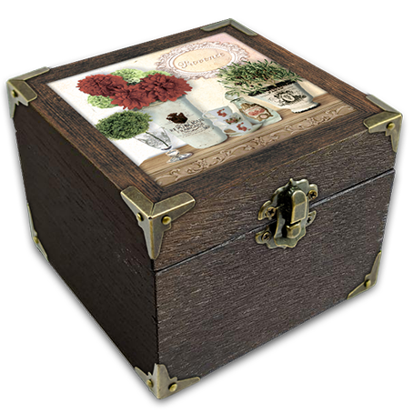 Шкатулка деревянная-эко Прованс Букет георгин 10х10 см Коричневый (пршк01кп10х10)