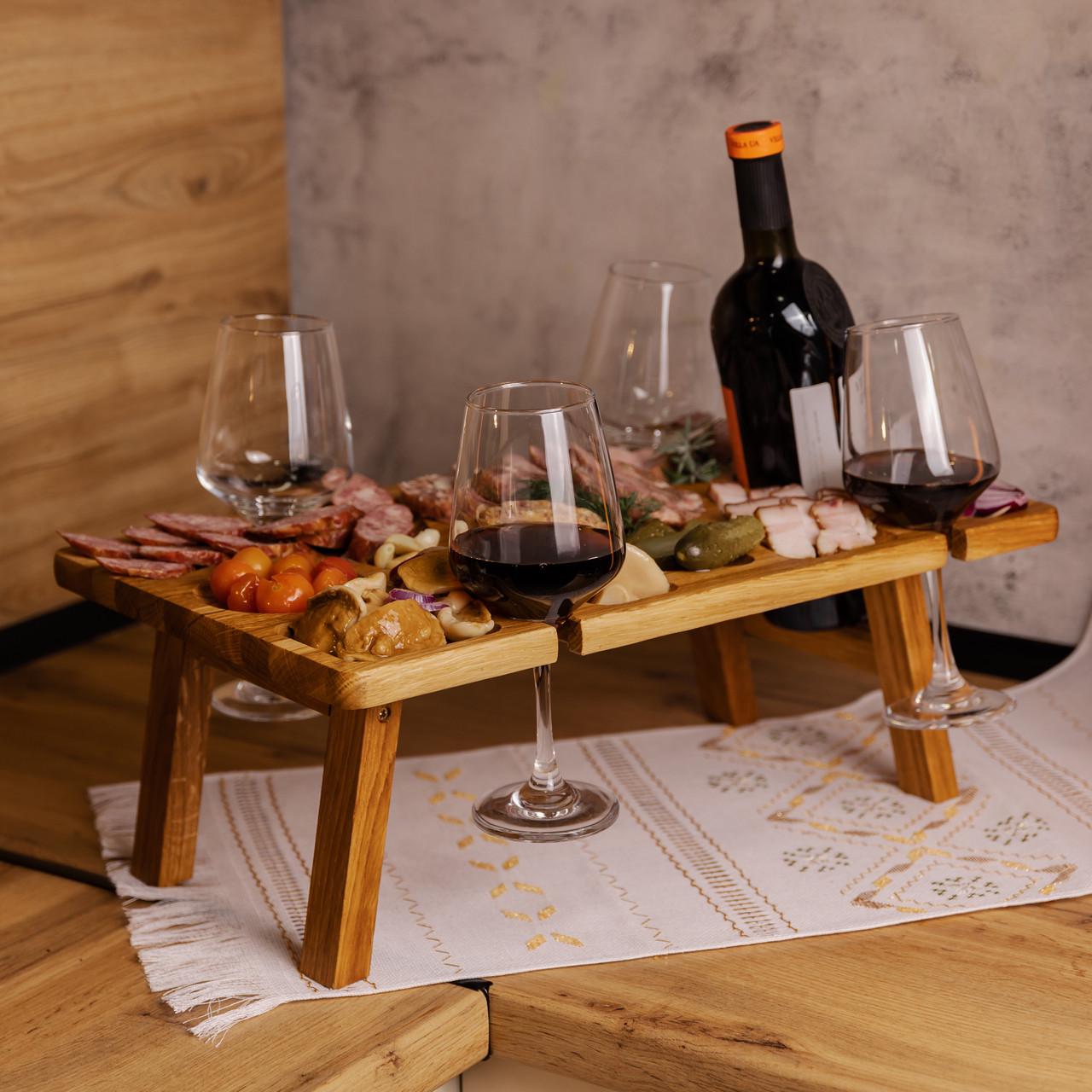 Столик-менажниця винний з дерева прямокутний на ніжках дуб 50х30 см - фото 9 Столик-менажниця винний з дерева прямокутний на ніжках дуб 50х30 см - фото 9