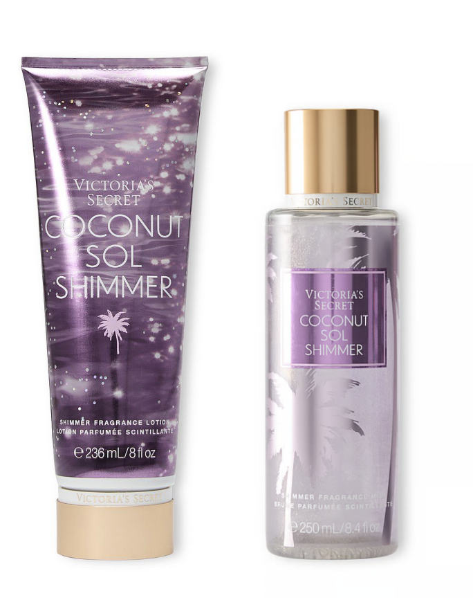 Подарунковий набір Victoria's Secret Coconut Sol Shimmer спрей 250 мл лосьйон 236 мл
