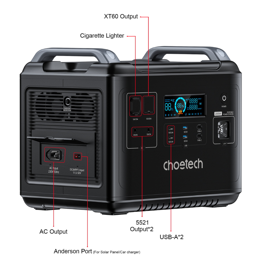 Зарядна станція Choetech 2000W Black (e9d3de35) - фото 3