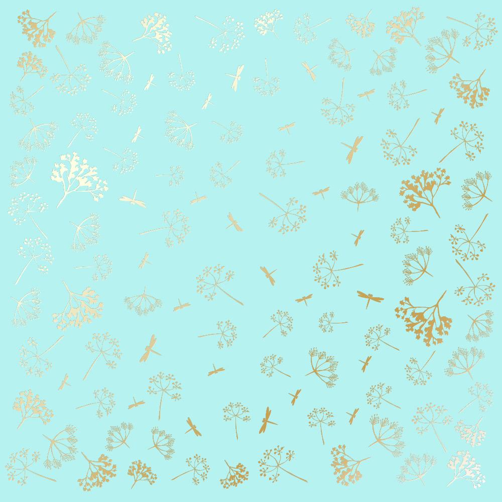 Лист бумаги односторонний Golden Dill с фольгированием 30,5х30,5 см Turquoise