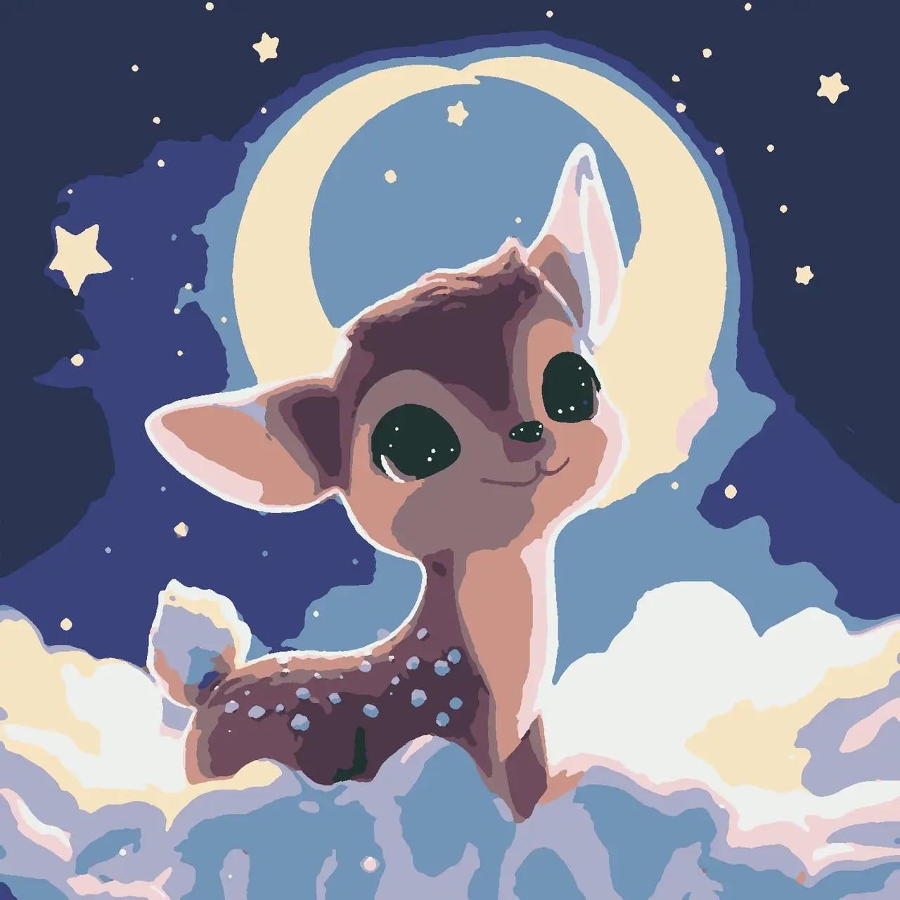 Картина за номерами Riviera Blanca "Оленя у хмарах" у наборі гірлянда з підсвіткою (ГР1-026)