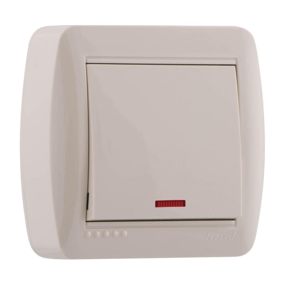 Выключатель Lezard Demet 1-клавишный с подсветкой Кремовый (7110300111)