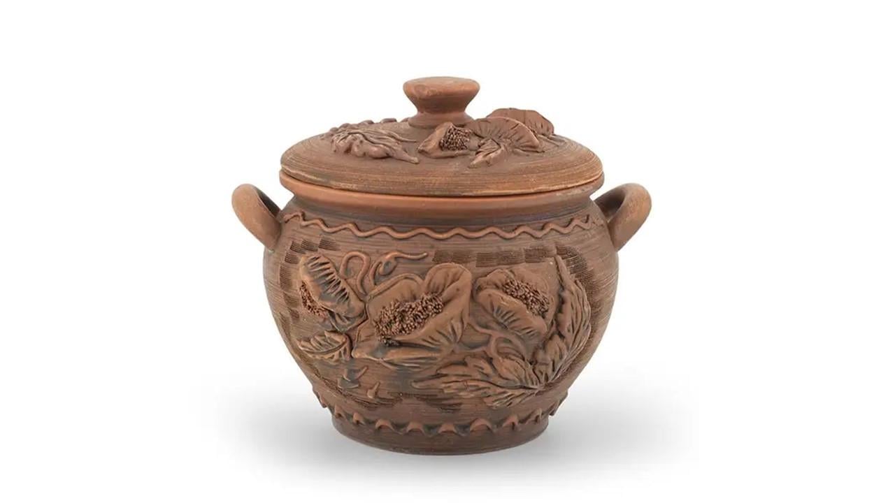 Супник Мак глиняный с ручками и крышкой 1600 мл