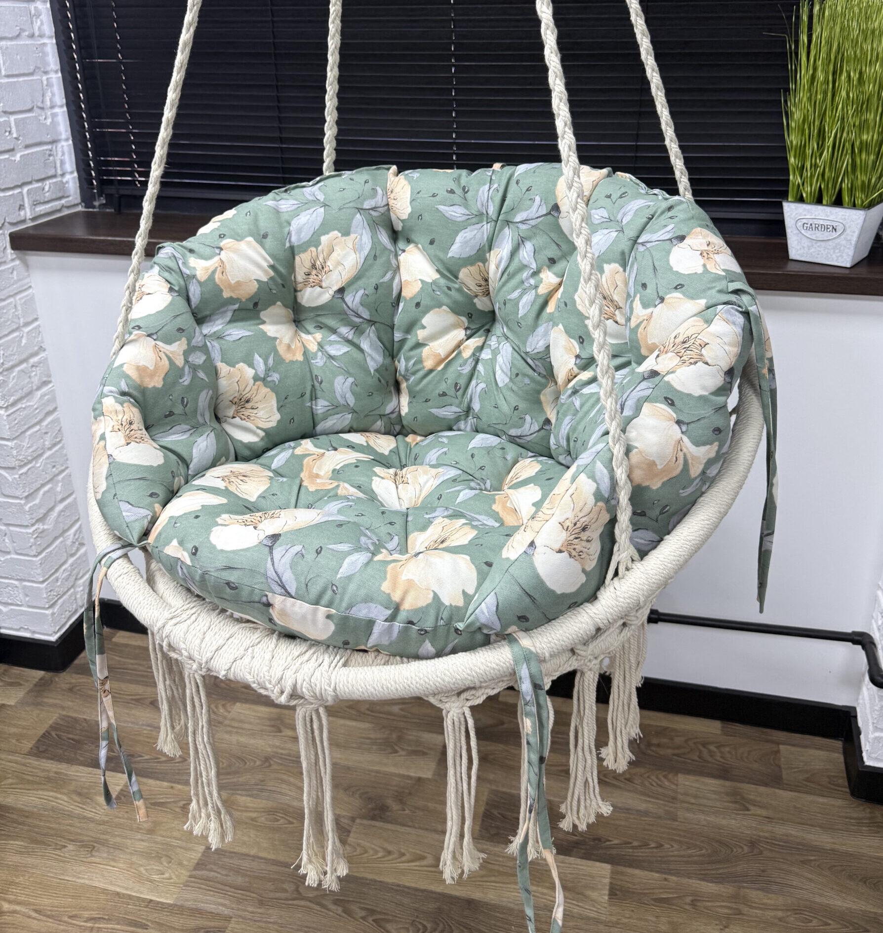 Подушка с каретной стяжкой Comfort Home Multiflowers для подвесной качели панама 60х40 см