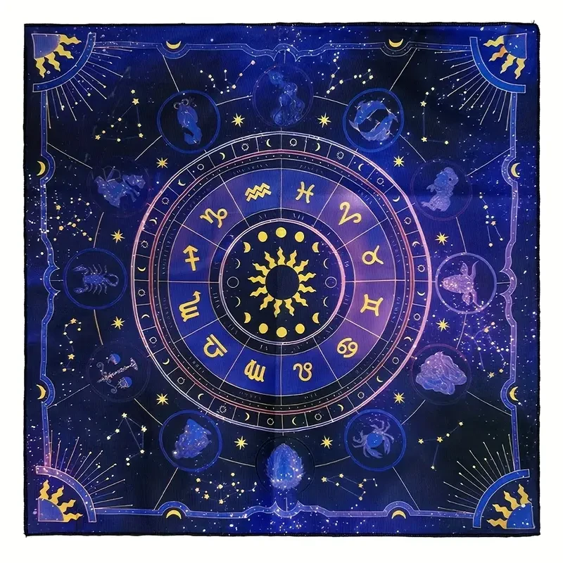 Скатерть для гадания на Таро Знаки зодиака 50х50 см Синий