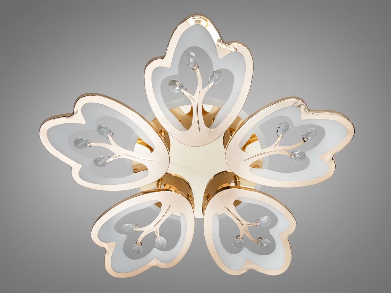 Люстра потолочный LED Цветок с диммером и пультом 90 Вт Золотой (8148/5G LED 3color dimmer)