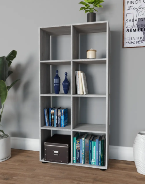 Полка для книг Flamecame P-17 8 ячеек ДСП Бетон (29671186)