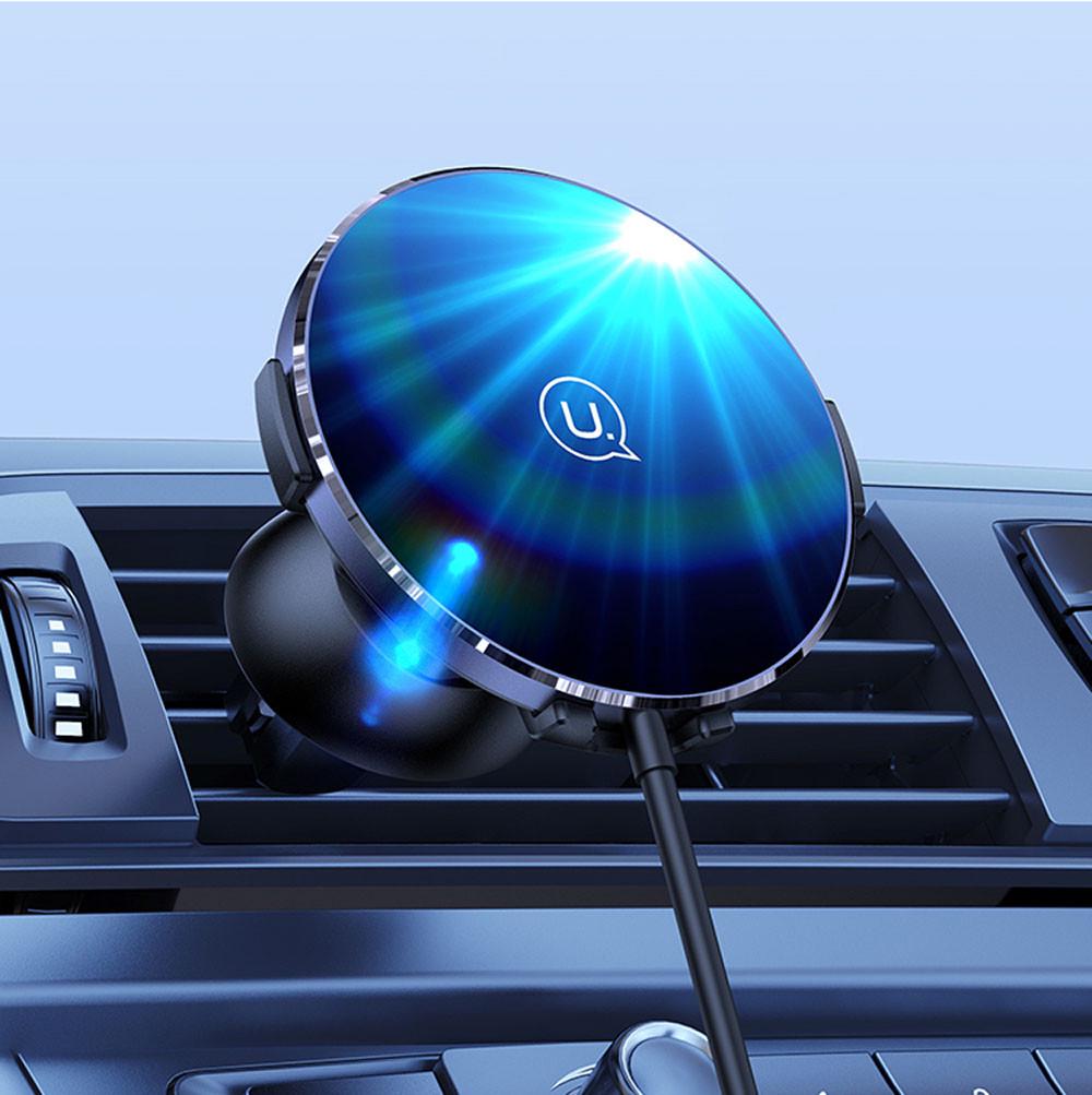 Тримач-безпровідна зарядка для телефону в машину Usams US-CD164 Ultra-Slim Чорний (CD164DZ01) - фото 7