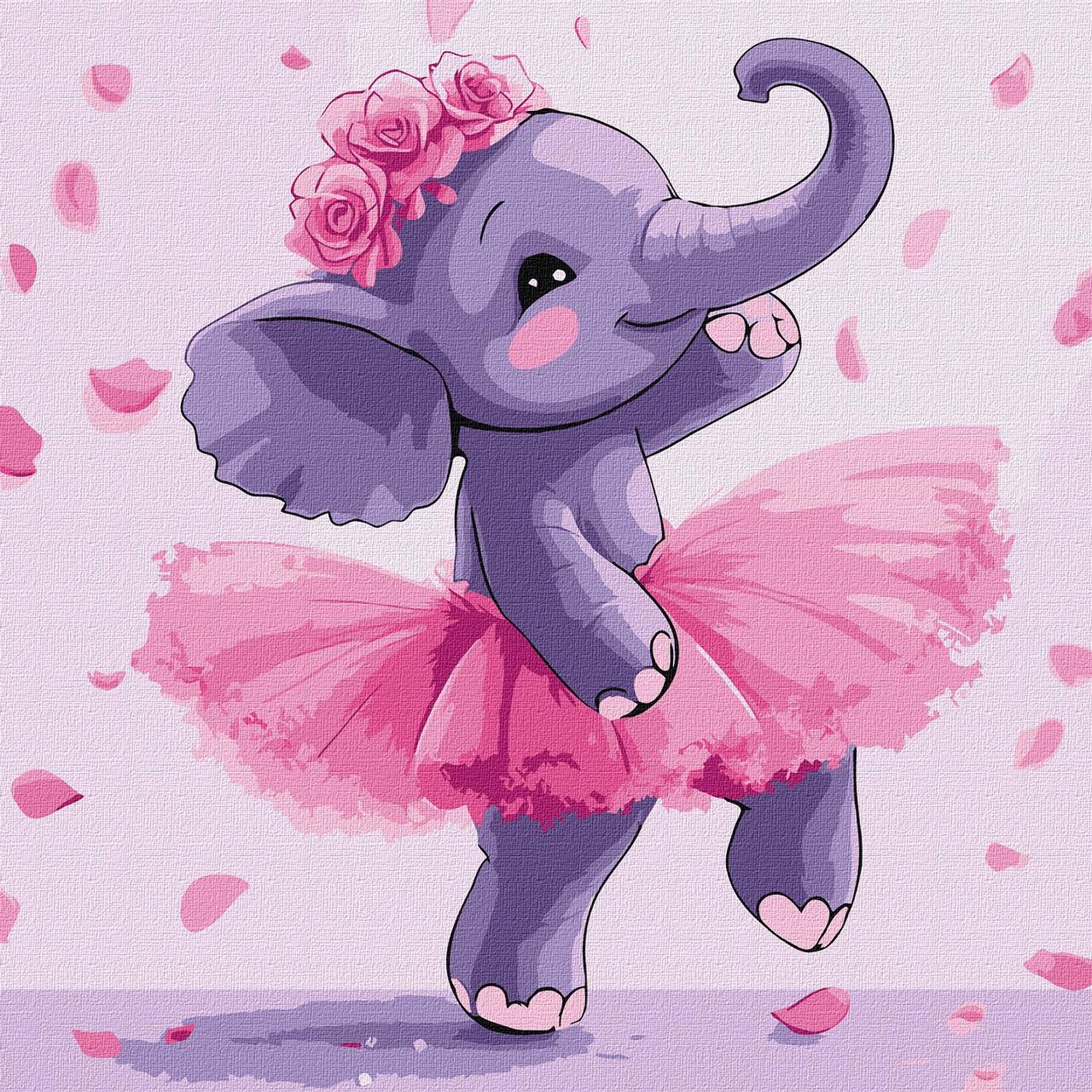 Картина по номерам Ideyka Слоник балерина 30х30 см (2824290004)