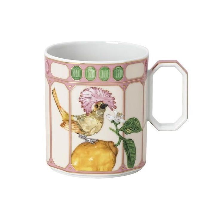 Кружка с ручкой SwarovskixRosenthal IDYLLIA Королевская мухоловка в розовой рамке 390 мл (2668536)