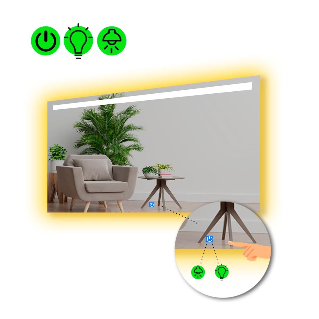 Зеркало с LED подсветкой Benita с сенсорной кнопкой управления 70x60 см (8776392)