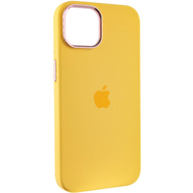 Протиударний чохол Silicone Case Metal Buttons (AA) для Apple iPhone 12 Pro Max (6.7") Жовтий / Sunglow - фото 1