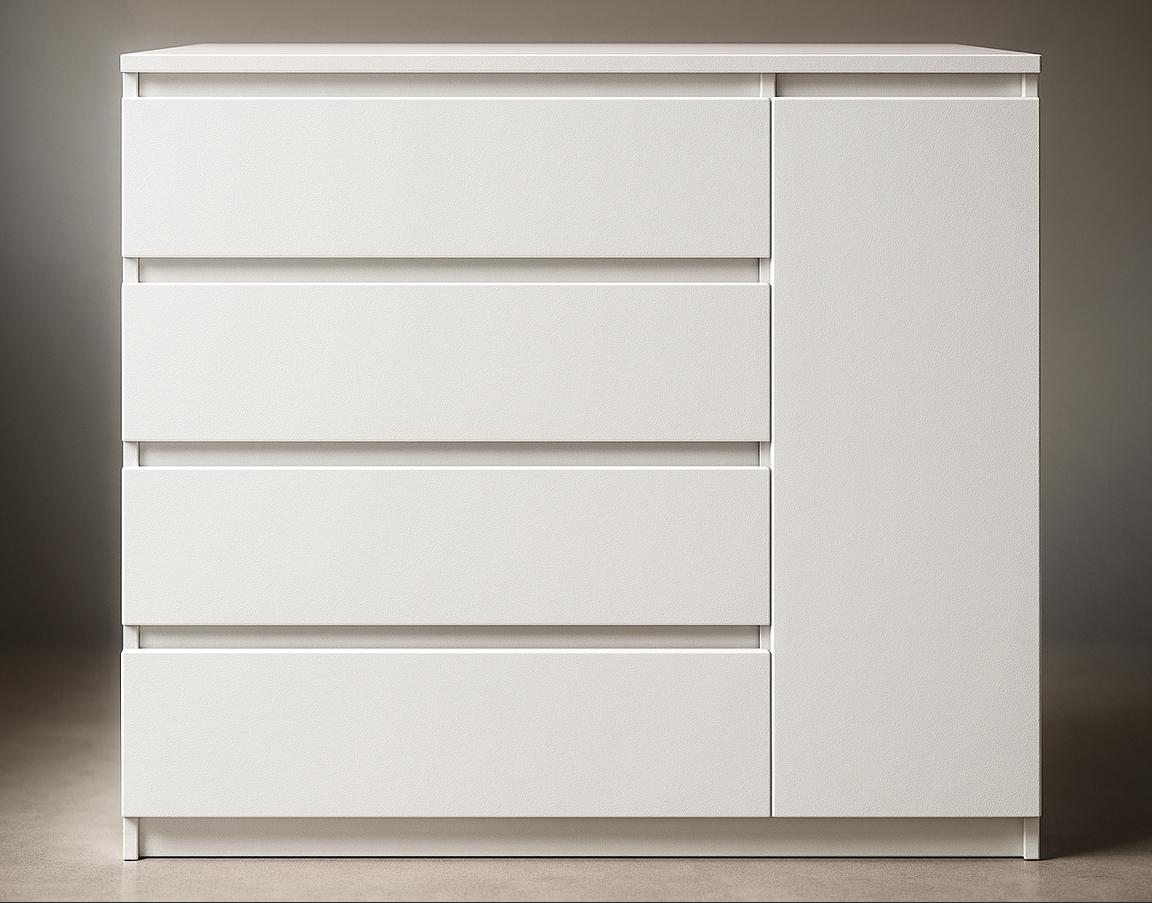 Комод Мастер Форм Брайт ДСП 4/1 телескопічні напрямні правосторонній 1000х376х950 мм Білий - фото 2 Комод Мастер Форм Брайт ДСП 4/1 телескопічні напрямні правосторонній 1000х376х950 мм Білий - фото 2