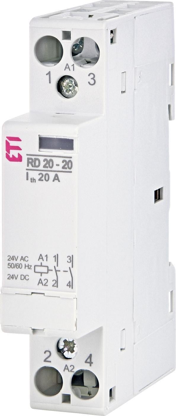 Контактор модульний ETI RD 20-20-24V AC/DC 20A 2 полюса 1 модуль 2NO (002464005)
