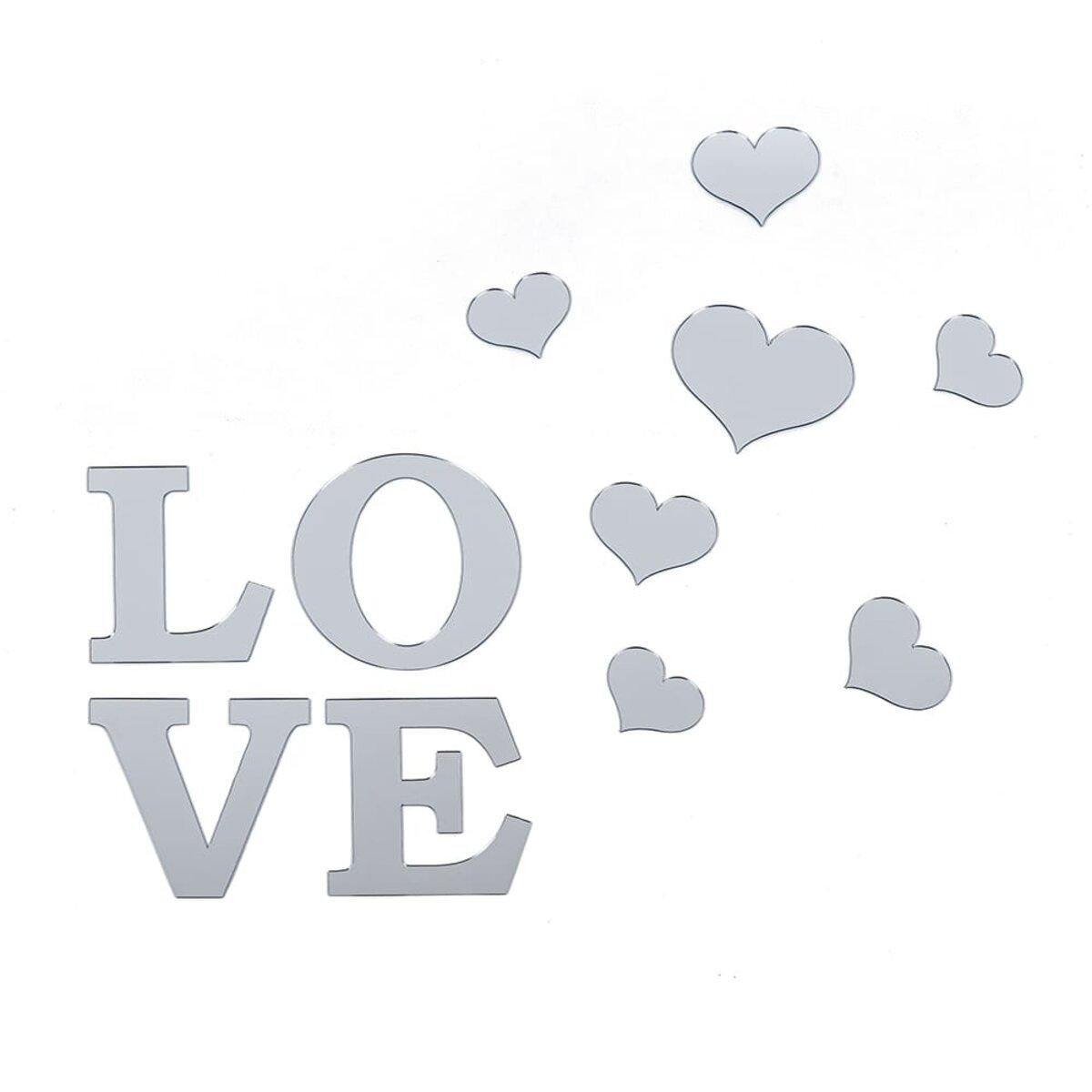 Декор зеркальный акриловый самоклеящийся Love 11 шт. Серебристый (SW-00002495)
