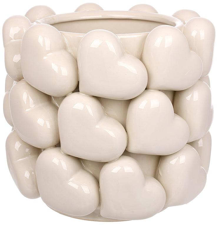 Ваза порцелянова Heart з рельєфним декором Серця 21х20 см Білий