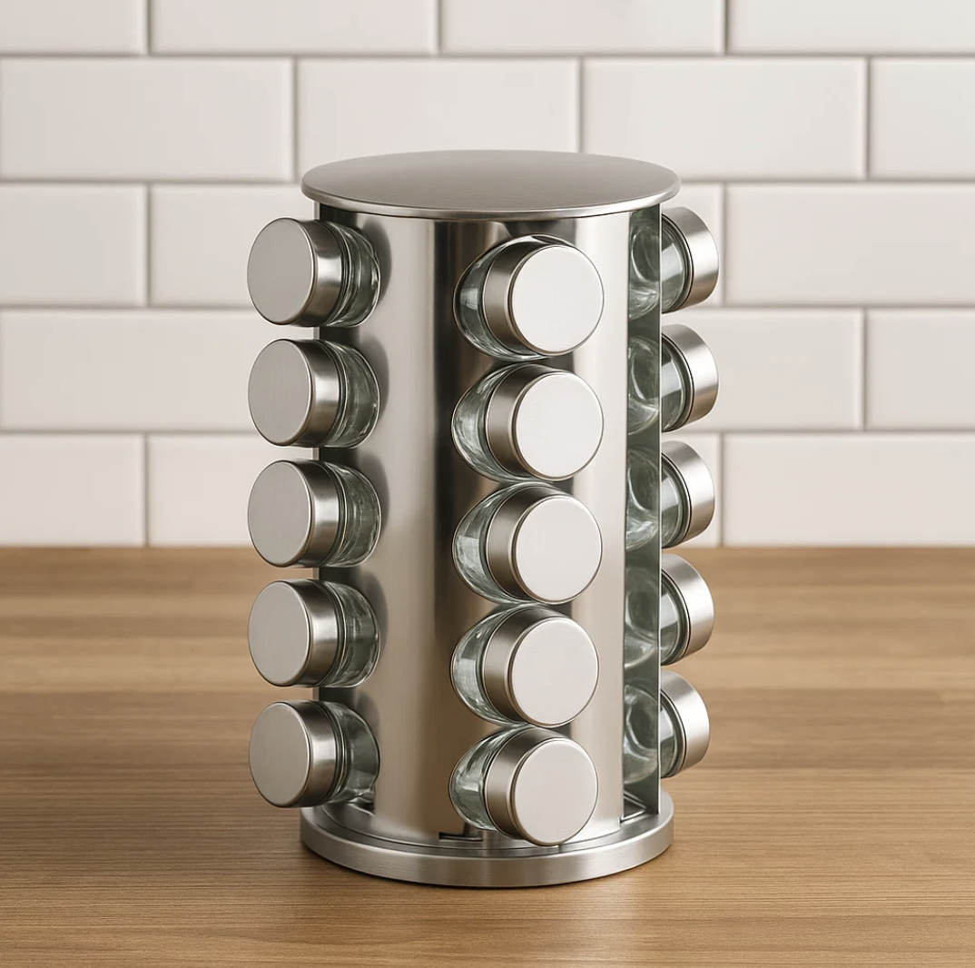 Набір для спецій яка крутиться на 20 відсіків на металевій підставці (Е500051) Набір для спецій яка крутиться на 20 відсіків на металевій підставці (Е500051)