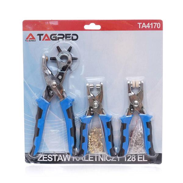 Набір TAGRED пробійник для шкіри 2.5/3/3.5/4/4.5/5 мм та плоскогубці з люверсами/кнопками 128 одиниць (ТА4170) - фото 2 Набір TAGRED пробійник для шкіри 2.5/3/3.5/4/4.5/5 мм та плоскогубці з люверсами/кнопками 128 одиниць (ТА4170) - фото 2