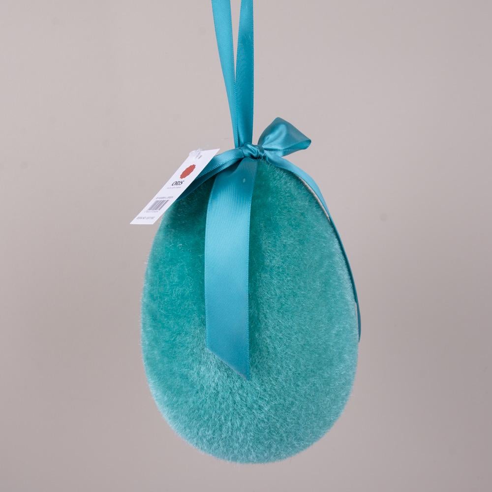 Бархатное яйцо подвеска голубое большое (8997)