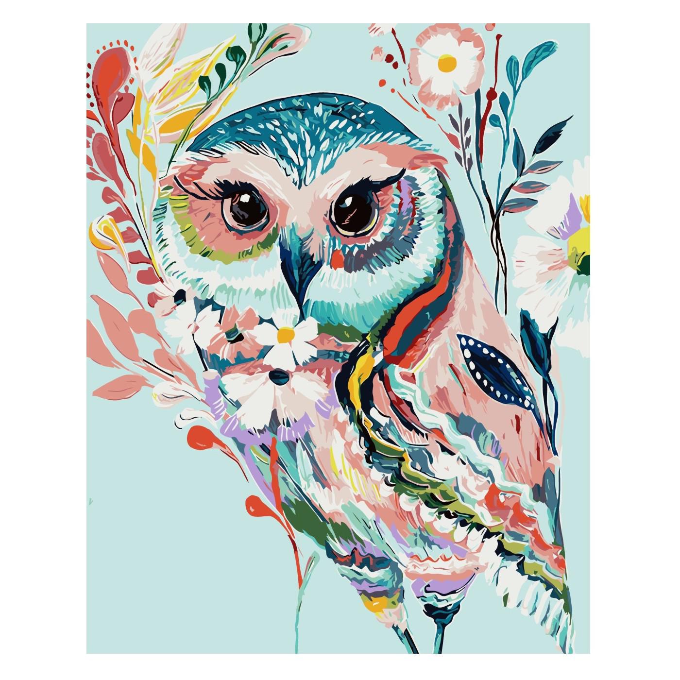 Картина по номерам Strateg Разноцветная сова 40x50 см (VA-2062)
