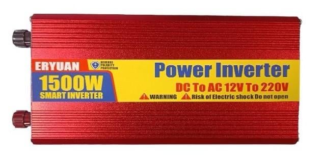 Перетворювач напруги Eryuan 1500W DC 12V в AC 220V з USB із захистом від перевантажень Червоний Перетворювач напруги Eryuan 1500W DC 12V в AC 220V з USB із захистом від перевантажень Червоний