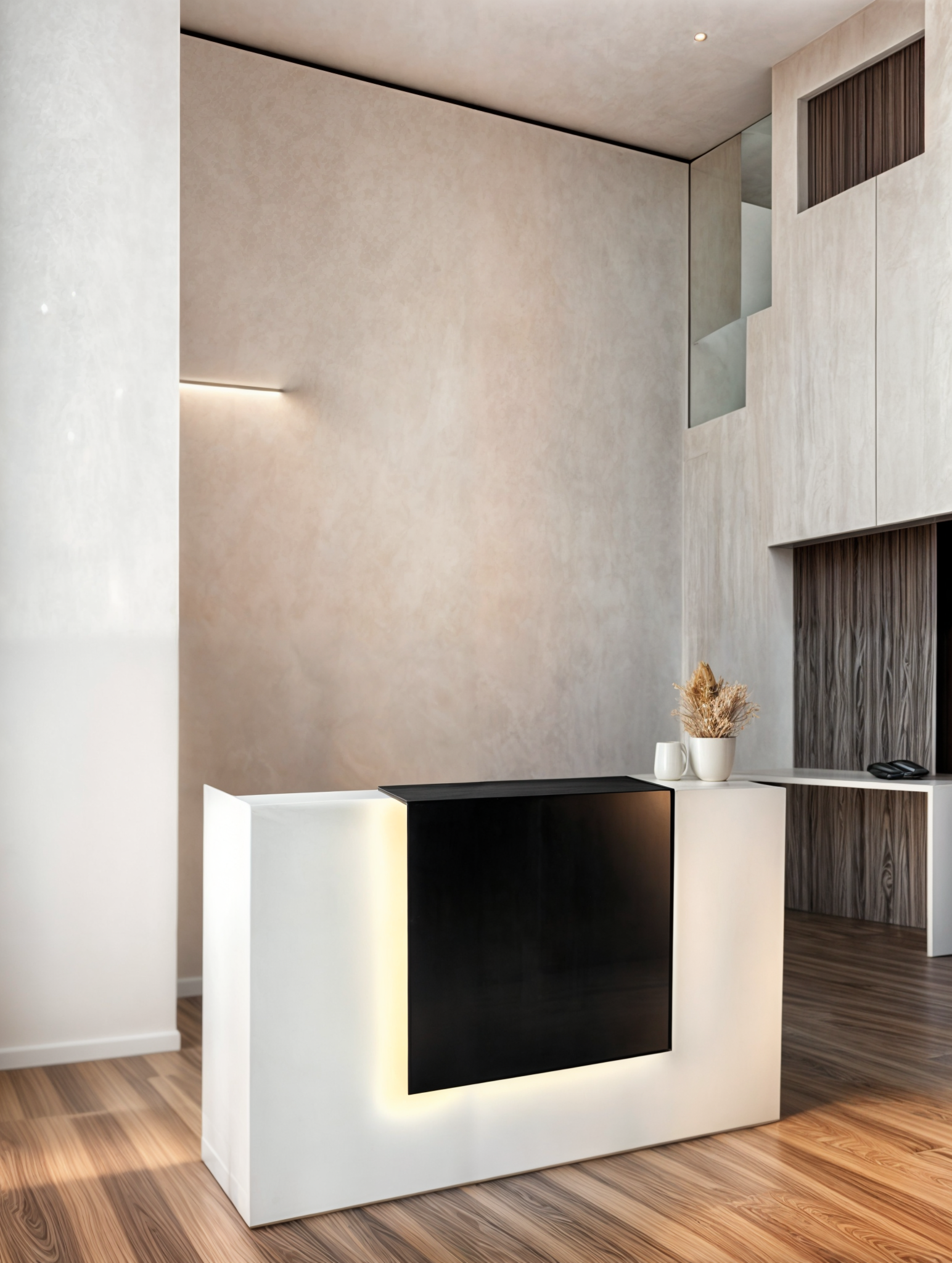 Стійка адміністратора Tobi Sho Ресепшн/2 для офісу/салону з підсвічуванням/1400х800х1000 мм Білий/Чорний Стійка адміністратора Tobi Sho Ресепшн/2 для офісу/салону з підсвічуванням/1400х800х1000 мм Білий/Чорний